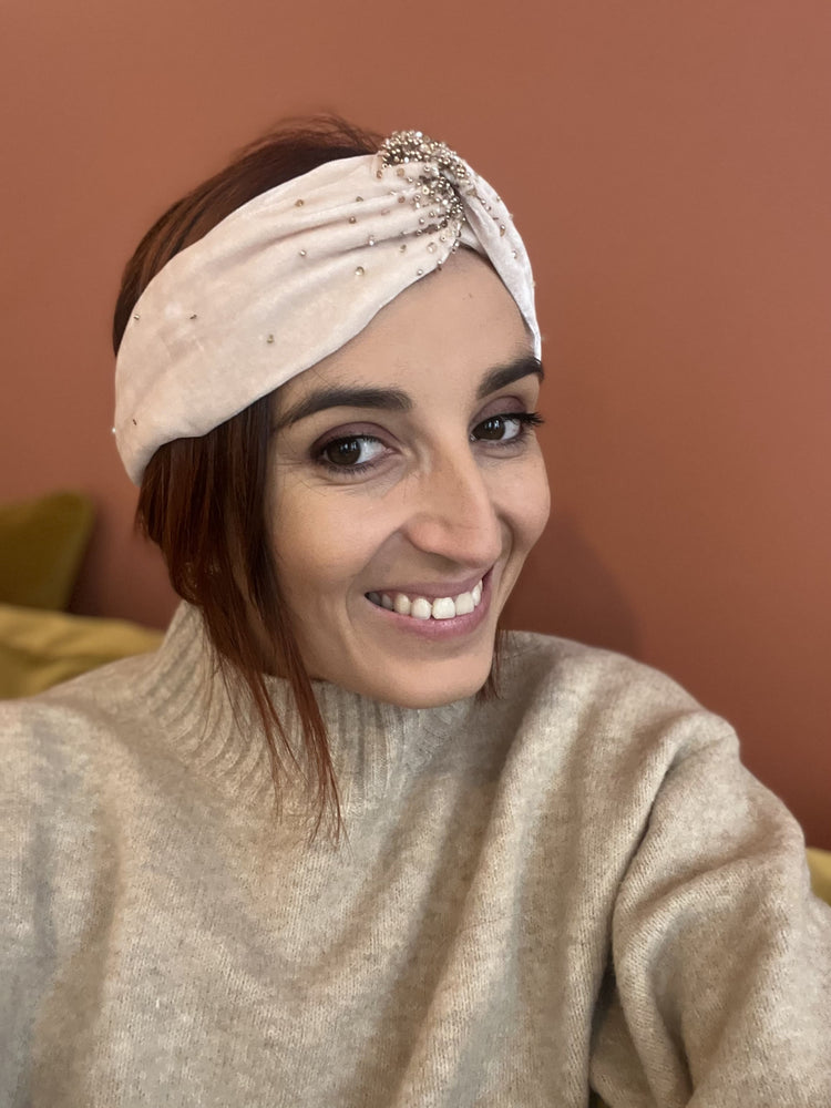 Headband en velours brodé